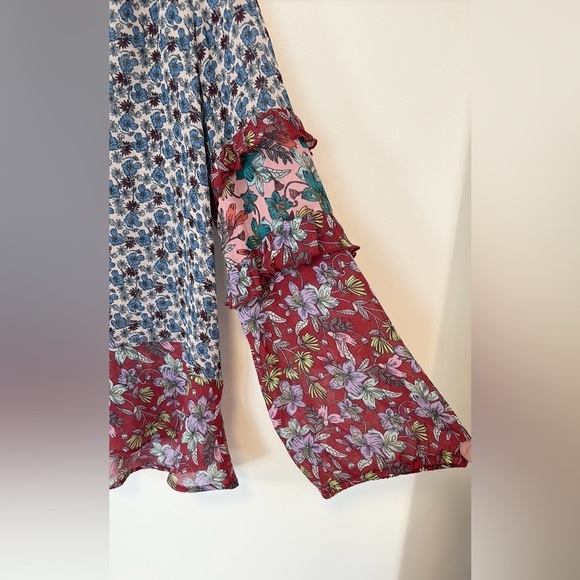 Johnny Was Rashida Mixed Print V-Neck Georgette Top Multi , sz XS - Picture 5 of 9